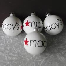 Macy's Department Store Logo Christmas vintage 4" Ball Ornament lot of 4 white