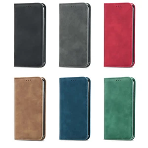 Leather Case For iPhone 16e 15 14 13 Pro Max SE XR 12 Magnetic Flip Wallet Cover - Picture 1 of 18