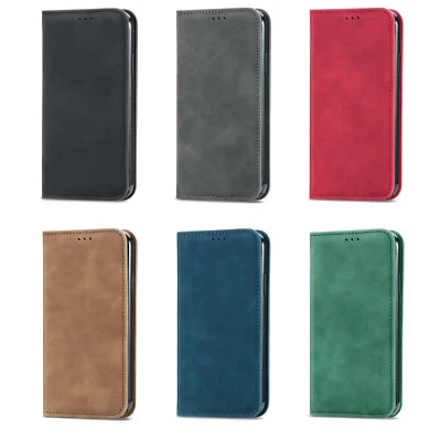 Leather Case For iPhone 16e 15 14 13 Pro Max SE XR 12 Magnetic Flip Wallet Cover - Image 1 of 4