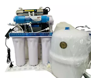 DEPURATORE ACQUA IMPIANTO CON 7 STADI - AD OSMOSI INVERSA ACCUMULO E LAMPADA UV - Bild 1 von 8