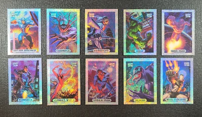 1994 Marvel Masterpieces - Holofólio de Prata Conjunto Completo de 10 - Imagem 1 de 4