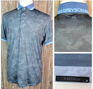 Greyson Golf Polo Camouflage Pied de Poule Performance Casual Manica Corta Uomo M - Foto 1 di 11
