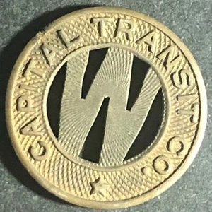 Capital Transit Co. de latón de 16 mm de colección - "Una tarifa en el dist. de Col." Ficha - Imagen 1 de 2