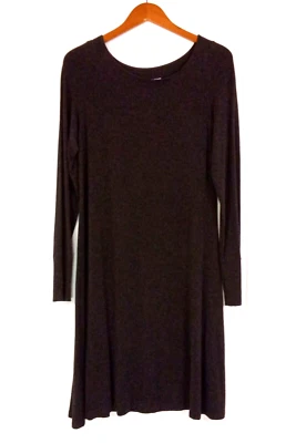 Vestido Camiseta Eileen Fisher Viscosa Jersey Tejido Manga Larga Negro Carbón M Foto 1 de 4