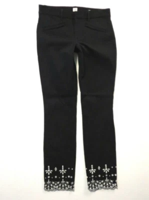 GAP skinny ankle pants 12 black embroidered hem bi-Stretch Pockets Cotton NWT$70 - Image 1 of 4