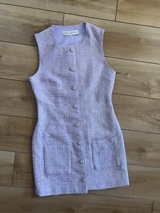 Endless Rose Women's Tweed Sleeveless Button Down Sheath Dress Lilac Size Small - Picture 1 of 11
