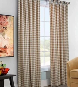 NUEVO 80" L X 63" W Thermogic Marrón Claro Buffalo Check Tab-Top Par de Paneles - Imagen 1 de 8