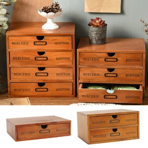 2/3/4 Tiers ?Wooden Small Chest of Drawers Storage Cabinet Desktop Organsier Box - Picture 1 of 16