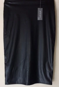 BNWT LADIES BLACK FAUX LEATHER PENCIL FORMAL LINED SKIRT*RRP £29* - Picture 1 of 1