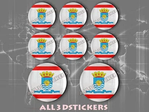 8 x 3D ROUND Stickers Resin Domed Flag Florianópolis - Adhesive Decal Vinyl - Imagen 1 de 1