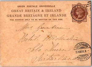 1881! Antique Postcard Sent to Hotel Weissenstein in Switzerland August 18, 1881 - Picture 1 of 2