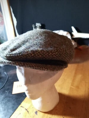 Gorra de tweed genuina Scottish Highland Harris v#1367 en cuadros oliva/oro -  Foto 1 de 4