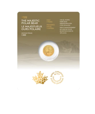 2022 Canada One-Tenth Ounce $5 Pure Gold Polar Bear Coin First-Strike Issue - Изображение 1 из 4