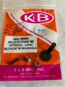 K & B Mecoa 3.5 cc ? Carburetor Control Arm &Screw & Idle Screw & Spring #8648 - Picture 1 of 4
