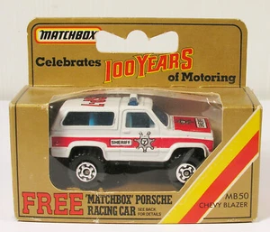 MINT MATCHBOX 50 CHEVY BLAZER IN SCATOLA MAI APERTA POLIZIA SCERIFFO CHEVROLET SUPERFAST - Foto 1 di 4