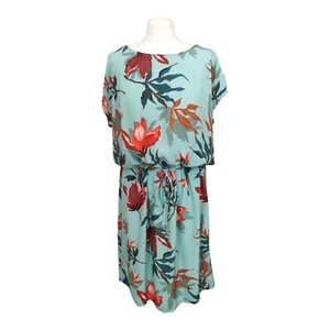SOAKED IN LUXURY Floral Dress Size Medium 12 Slinky Drawstring Waist LAVADA - Picture 1 of 19