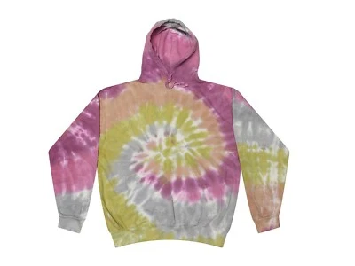 Sudaderas con capucha Tie Dye multicolor, adultos y niños 80 % algodón, L/S, bolsillos sin cremallera  Foto 1 de 4