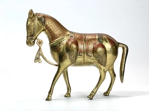 Schöne Vintage handgefertigte massive Messing Pferd Statue Kunst Skulptur Figur - Bild 1 von 14