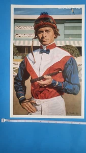 Jockey Chris McCarron Signed 1980 Art Picture Print -Horse Racing Memorabilia - Picture 1 of 7