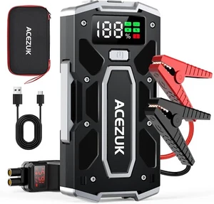 Avviatore Booster Professionale Potente Batteria Auto 5000A LED LCD Con Torcia - Foto 1 di 8