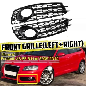 2 PIEZAS Para Audi A3 8P S Line 2009-2012 Faro Antiniebla Delantero Rejilla Cubierta PANAL DE MIEL - Imagen 1 de 9