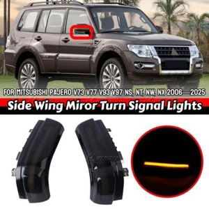 Smoked LED Dynamic Turn Signal Side Mirror Light For Mitsubishi Pajero V73 V77 - Picture 1 of 9