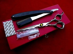 WARANTY_TOP_6" (7"FULL) Hairdressing Scissors/Japanese Steel+Razor,oil - Foto 1 di 12
