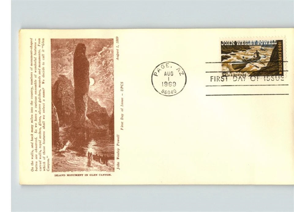 Scarce! JOHN Wesley POWELL pic Island Monument in Glen Canyon, 1969 Page, Arizon - Image 1 of 1