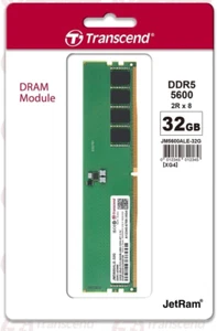 DRAM 32GB DDR5 5600 U-DIMM 2Rx8 2Gx8 CL46 1.1V - JM5600ALE-32G - Picture 1 of 12