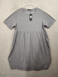 Boohoo Maternity Women Dress 12 Gray Cotton Blend Short Sleeve Knee Length Fit - Picture 1 of 19