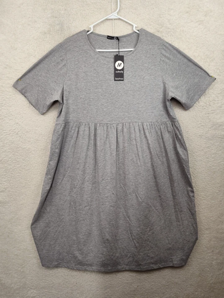 Boohoo Maternity Women Dress 12 Gray Cotton Blend Short Sleeve Knee Length Fit - Image 1 of 4