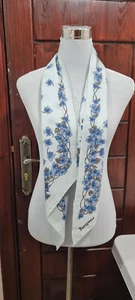 Vintage Jacqmar Luxurious 100% Silk Scarf Cravat Neckerchief Floral Blue Brown - Picture 1 of 6