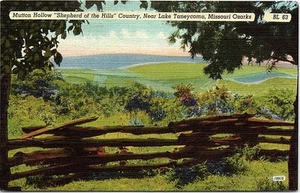 Unbenutzte Leinen Postkarte Hammel Hollow Lake Taneycomo MO Ozarks Shepherd Hills - Bild 1 von 2