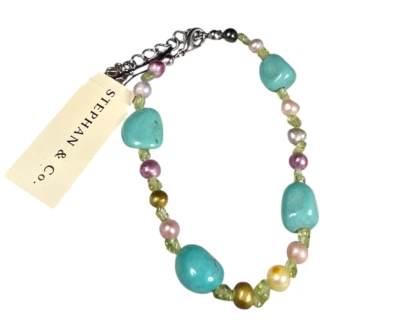 Stephan & Co Women's Trendy Turquoise Freshwater Pearl Bracelet NWT - Image 1 of 4