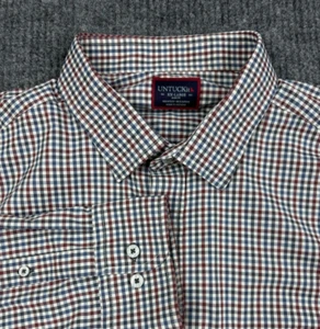 Untuckit Camicia Uomo 2XL Manica Lunga Casual Bottone Collo Anteriore Leggera Slim - Foto 1 di 13