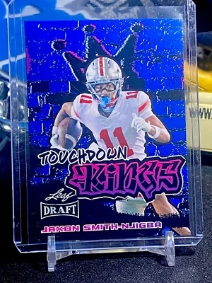 2023 Jaxon Smith-Njigba Leaf Draft Blue Football Touchdown Kings #97 Ohio State - Image 1 of 2