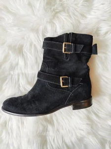 Kate Spade Women Boots Ankle Booties Black Suede Buckle Sabina 9.5 M - Picture 1 of 8