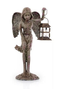 Angel Girl Fairy Garden Lantern Statue Candle Holder Sculpture 