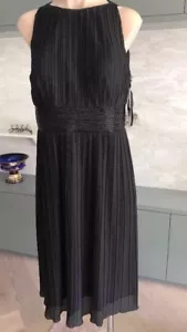 LauraK Coctail Dress, By Mr K Designer Black Pleated, Fully Lined, Size 12, BNWT - Picture 1 of 10