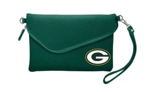 Green Bay Packers NFL Fold Over Crossbody Soft Pebble Texture Women's Purse - Picture 1 of 1
