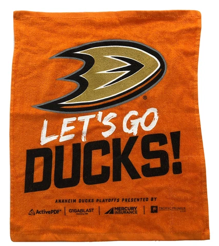 Anaheim Ducks Rally Hand Towel Let’s Go Ducks 18” x 14.5” NHL Playoffs Cover