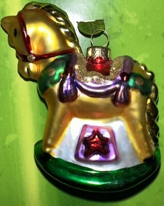 Thomas Pacconi Schaukelpferd gold mundgeblasen Glas Weihnachtsschmuck - Bild 1 von 3