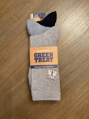 Calcetines viscosa de bambú súper suaves Green Treat 3 pares para hombre 8-12 gris azul marino claro Foto 1 de 4