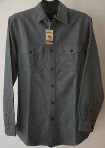 Dakota Grizzly Long Sleeve Gray Flannel Button Work Shirt Jacket Size Medium - Picture 1 of 11
