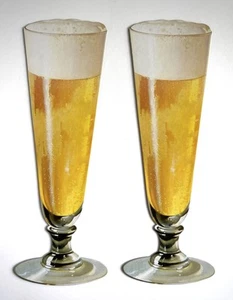 Pair of Vintage Large Die-Cut Cardboard Beer Glass Signs New Old Stock from 1953 - Picture 1 of 3