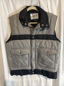 Vtg 70/80s  Puffer Vest  Gray  Made in Korea Hipster Streetwear Snap Button SzM - Picture 1 of 11