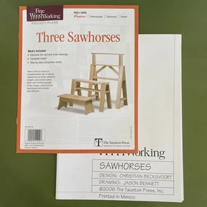 Fine Woodworking Project Plans Three Sawhorses Beginner #011214 NEW - Picture 1 of 1