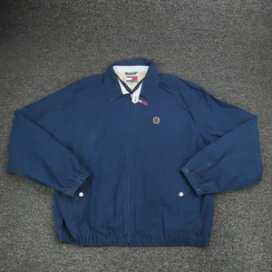 Tommy Hilfiger Jacke Herren XL Navy Harrington Bomber Reißverschlusstaschen Wappen Logo - Bild 1 von 10