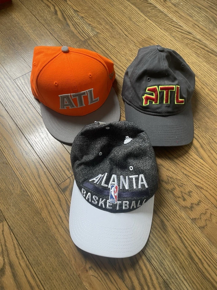 Atlanta Hawks SnapBack Hat Lot (3) Orange And Gray New Era Blue Adidas - Image 1 of 4