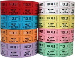 Yuanhe Carnival Double Raffle Tickets Roll 8 Colors of 2000 Tickets for Events - Picture 1 of 8